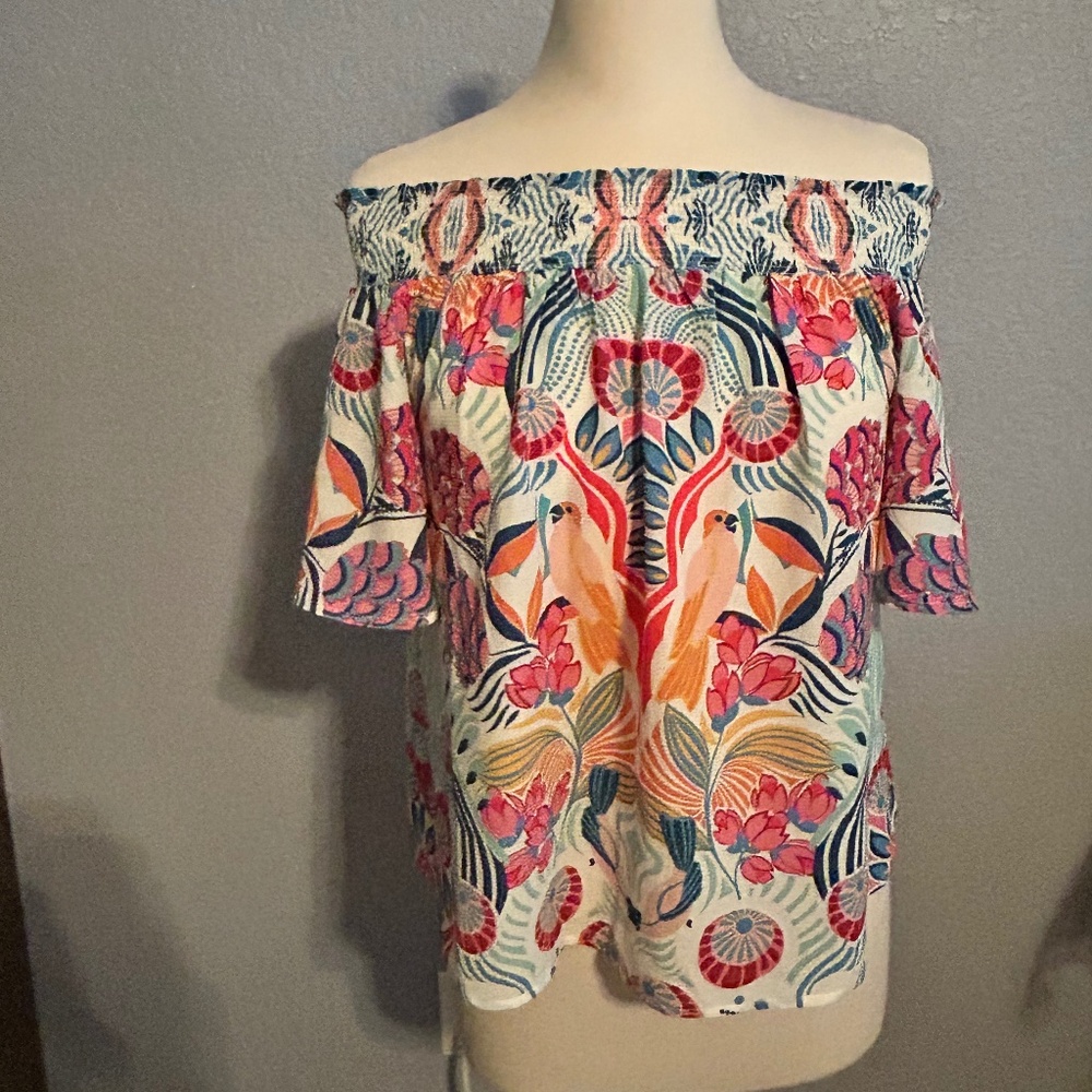 Colorful Off-the-Shoulder Blouse